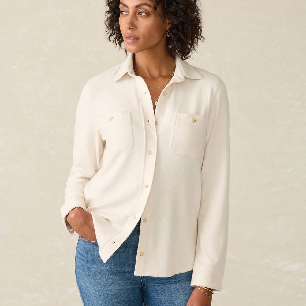 Faherty Cream Legend Button Down Shirt